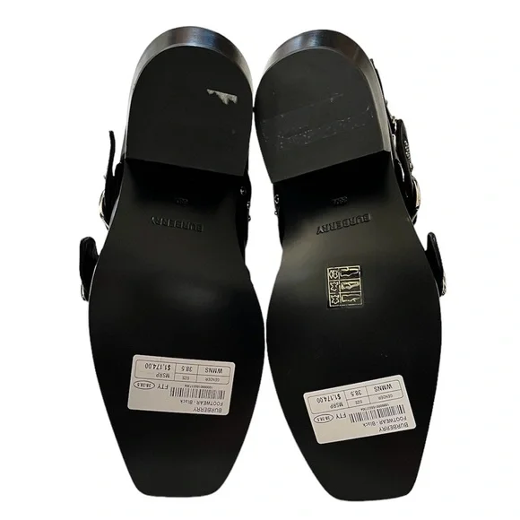 NEW Burberry Women’s Albertina Studded Peep-Toe Booties size 38.5 Black - Picture 10 of 14